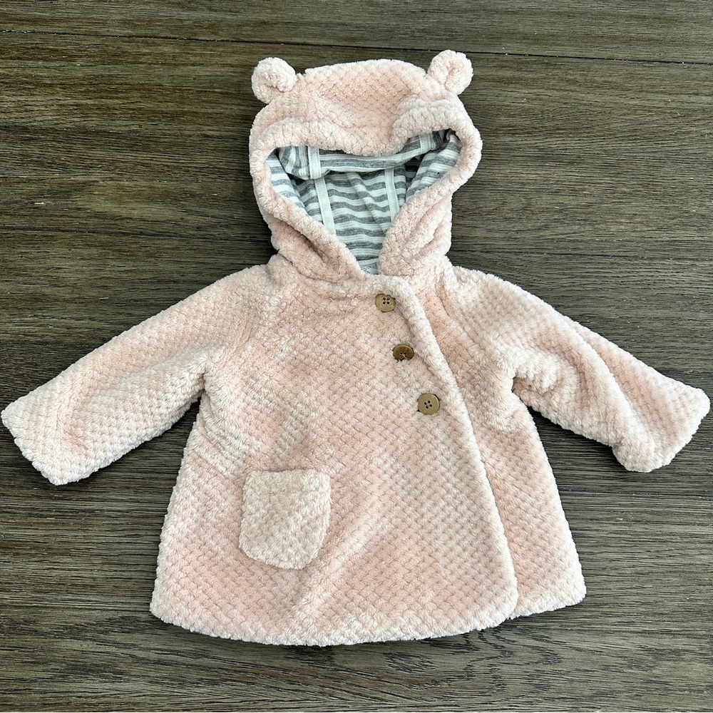 Tahari Faux Fur Hooded Jacket - Pink -
3-6 Months